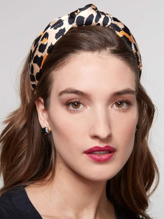 Lele Sadoughi Leopard Silk Knotted Headband Brown Cream NWOT main image 6